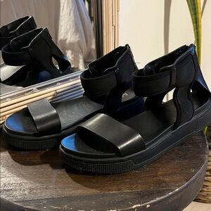 MIA Black Platform Ankle-Strap Sandals